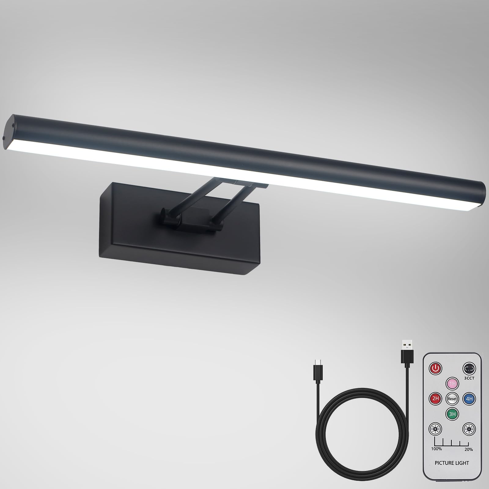 BowLift | Howmzon Picture Lighting, 13.5" Art Lighting, Black Picture Light Battery Operated, 3Cct, Wireless Picture Lights with Remote Control, Light over Picture Frame for Wall Painting (Black)