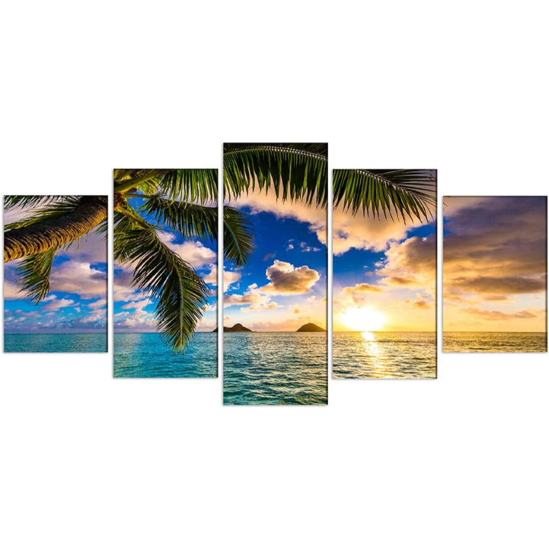 5 Piece Beach Sunset Canvas Wall Art Paintings | Bowlift