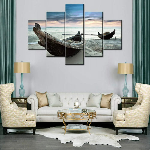 Set Of 5 Two Fisherman Boats Decorative Canvas | Bowlift