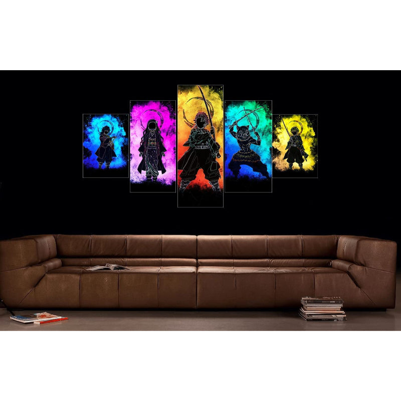 5 Piece Tanjiro Anime Canvas Wall Art Painting | Bowlift
