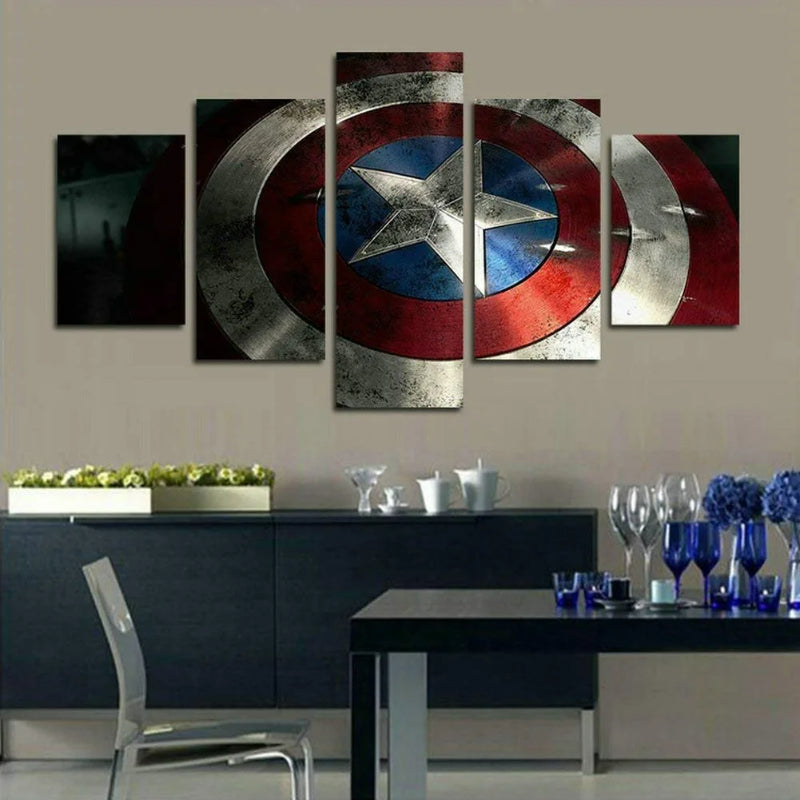 Set of 5 Captain America Shield Wall Canvas | Bowlift