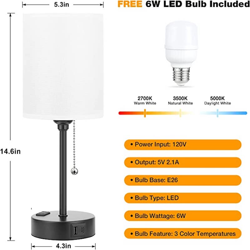 BowLift | Elegant Table Lamp with Smart Charging Options and Three Colors