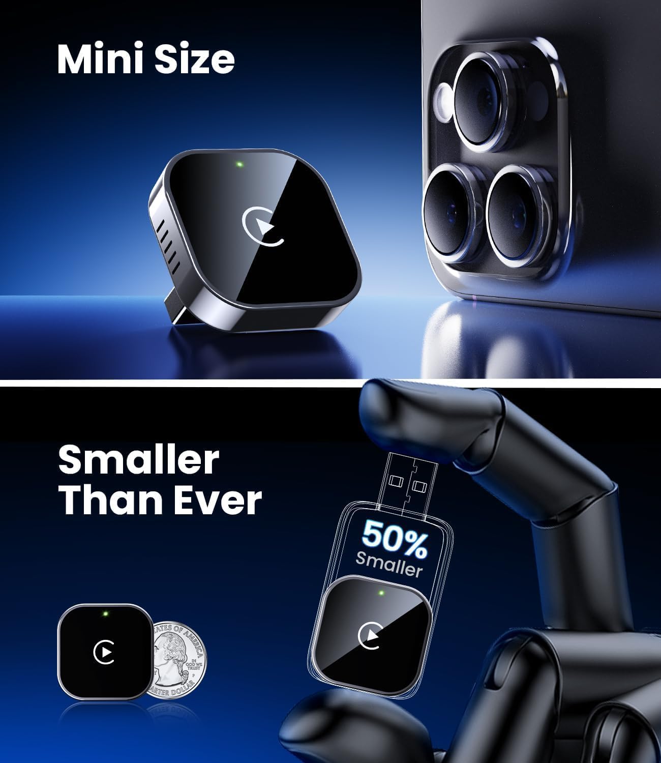 BowLift | Mini Wireless CarPlay Adapter with Dual-Band Connection and Compact Design – Novaro