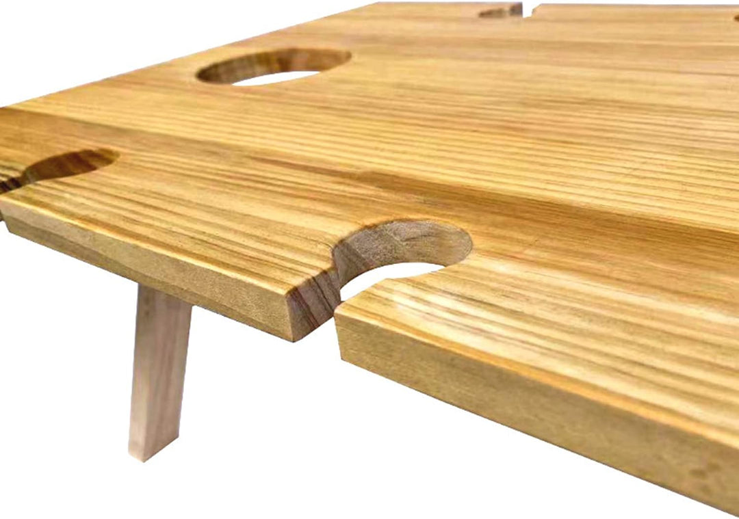 BowLift | Portable Wine Table Vinlora FoldWood | Foldable & Mobile | Made of Wood | With Bottle & Glass Holder | For Picnic, Garden & Camping