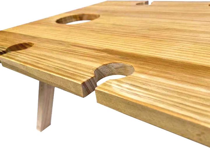 BowLift | Portable Wine Table Vinlora FoldWood | Foldable & Mobile | Made of Wood | With Bottle & Glass Holder | For Picnic, Garden & Camping