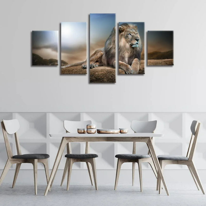 Set Of 5 Lion Print Wall Art Canvas | Bowlift