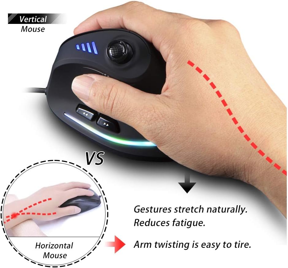 BowLift | Vertical RGB Gaming Mouse with Joystick and 11 Programmable Buttons – Kryvos