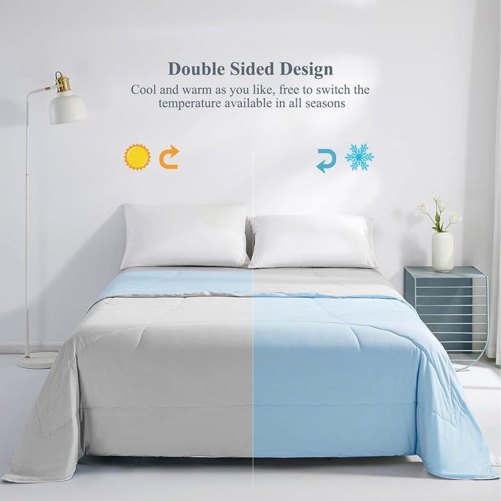 Ultra Soft Cloudy 3D Cooling Comforter  Extreme Q Max 0.5-Blue & Gray | Bowlift