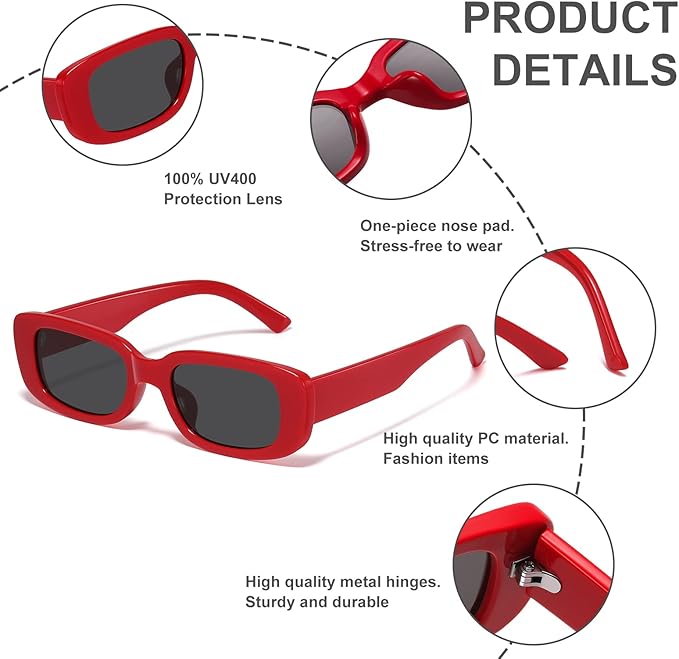 Retro Rectangular Y2K Sunglasses - Aria | Bowlift