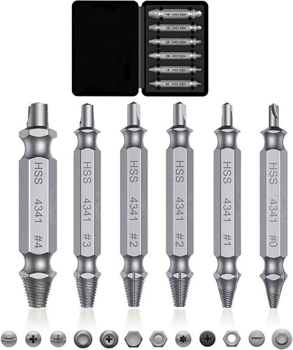 Universal Screw Extractor Set with Dual-Ended Bits Bowlift