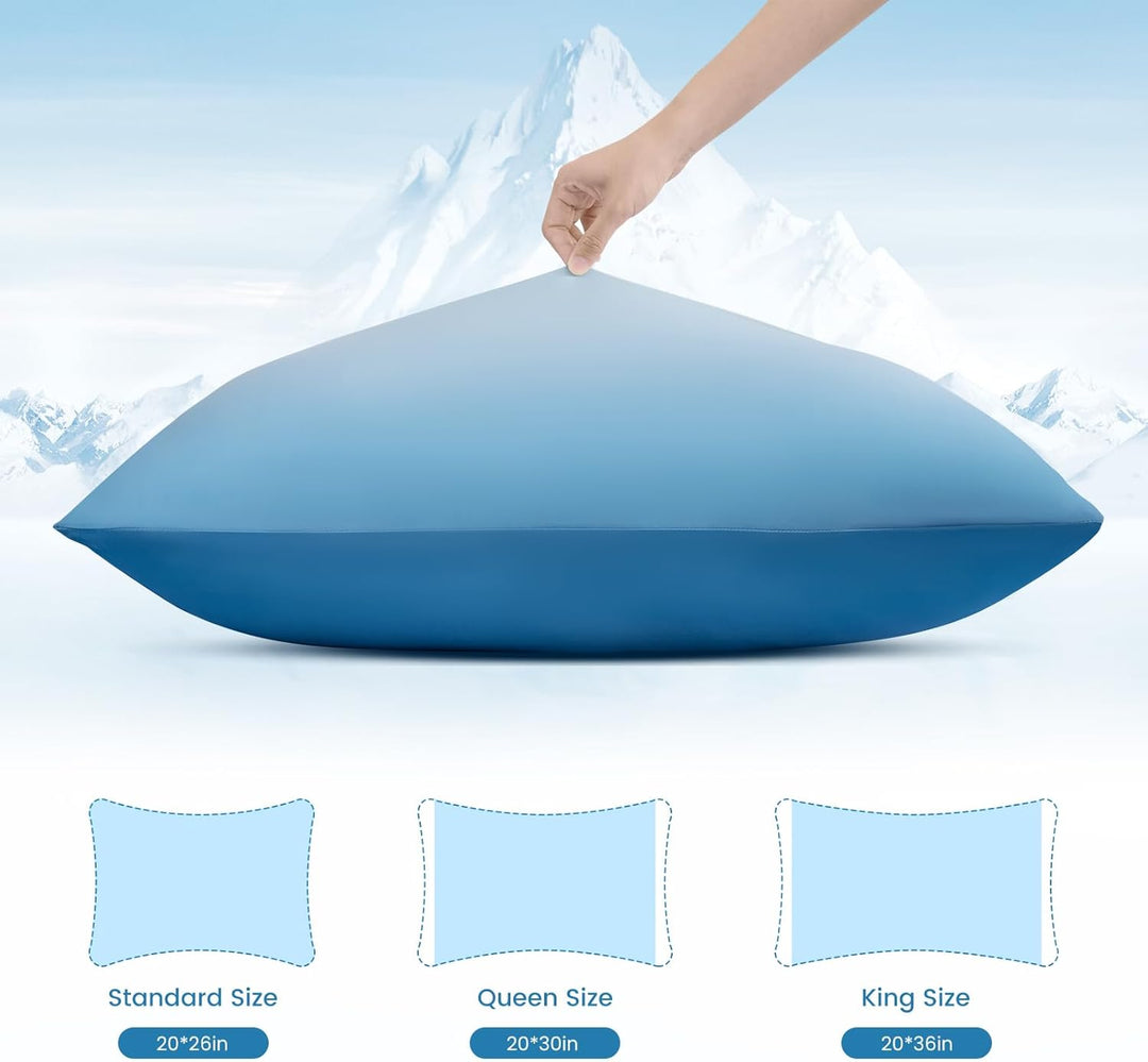 2 Pack Blue Cooling Pillowcases – Breathable, Soft, Skin & Hair Protecting | Bowlift