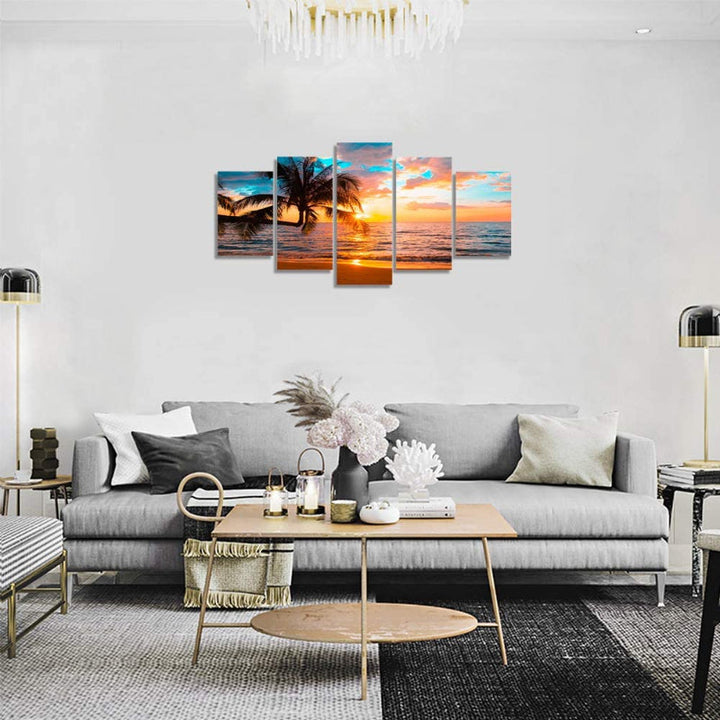 5 Piece Abstract Beach - Canvas Wall Art Painting | Bowlift