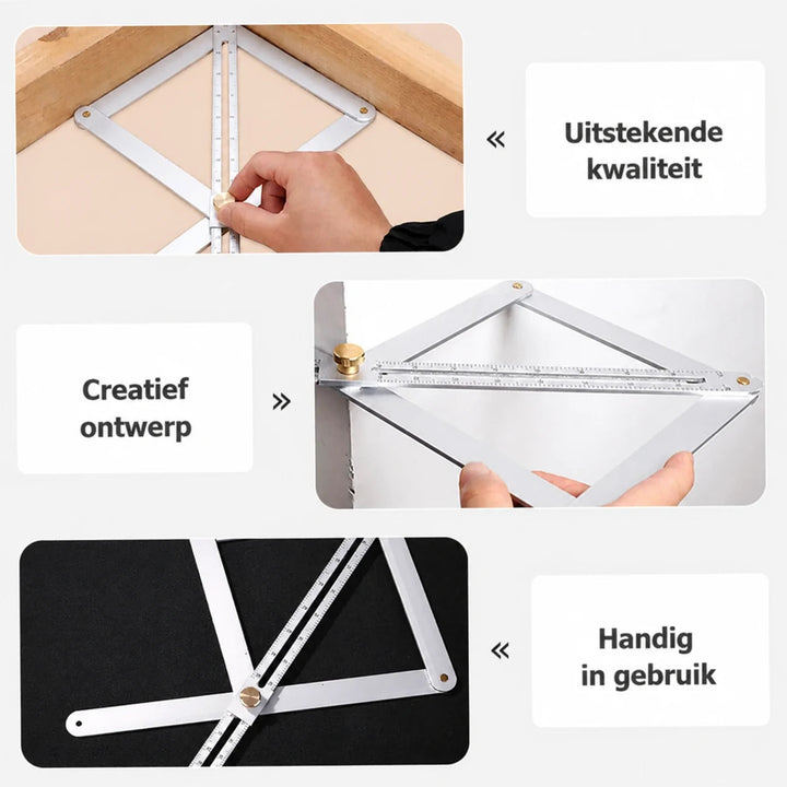 Adjustable angle ruler made of alloy, 45 cm | Bowlift