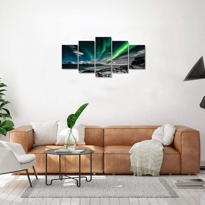 5 Piece Aurora Landscape Canvas Wall Art Painting | Bowlift