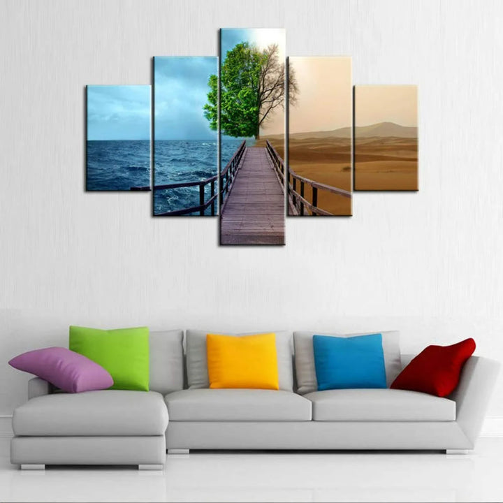 Set Of 5 Oasis Desert Tree Canvas | Bowlift