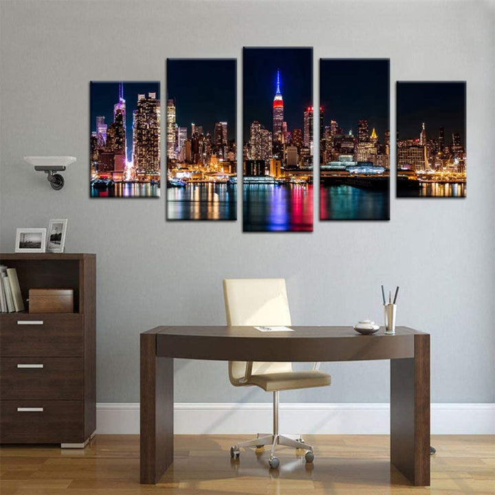 Set Of 5 Skyline View Wall Art Painting | Bowlift