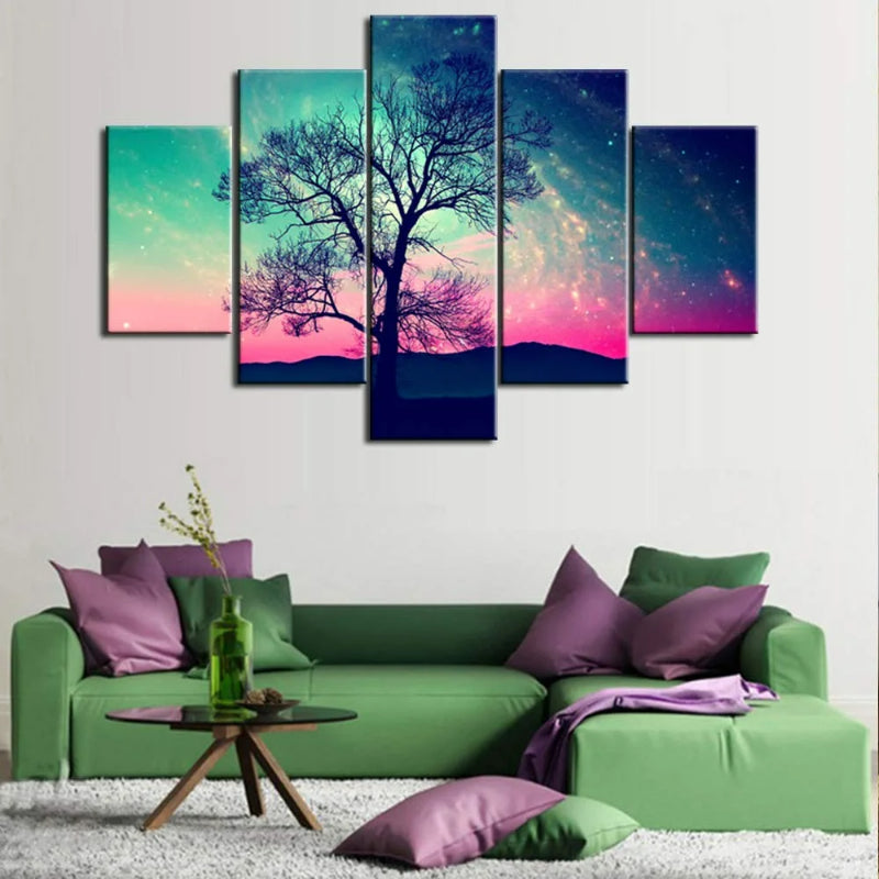 Set Of 5 Night Sky With Stars Print Canvas | Bowlift