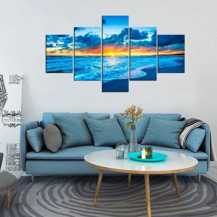 5 Pieces Sunrise Seascape Artwork Canvas Painting | Bowlift
