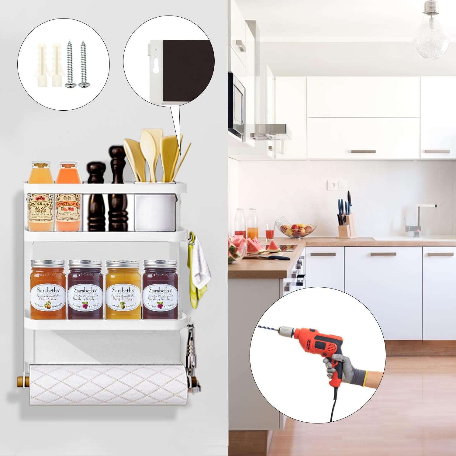 BowLift | Magnetic Fridge Spice Rack with Paper Towel Holder – Oryden