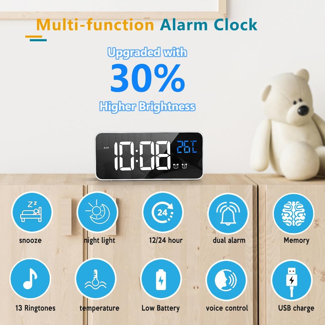 BowLift | 11.5-Inch Digital Calendar Day Clock with 19 Reminders – Claryon
