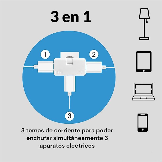 BowLift | 180° swiveling 3-way socket (EU plug)