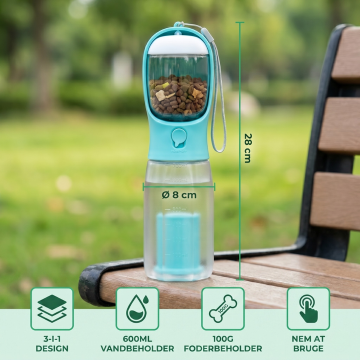 TrailBuddy™ – 3-in-1 Dog Water Bottle with Food Box | Bowlift