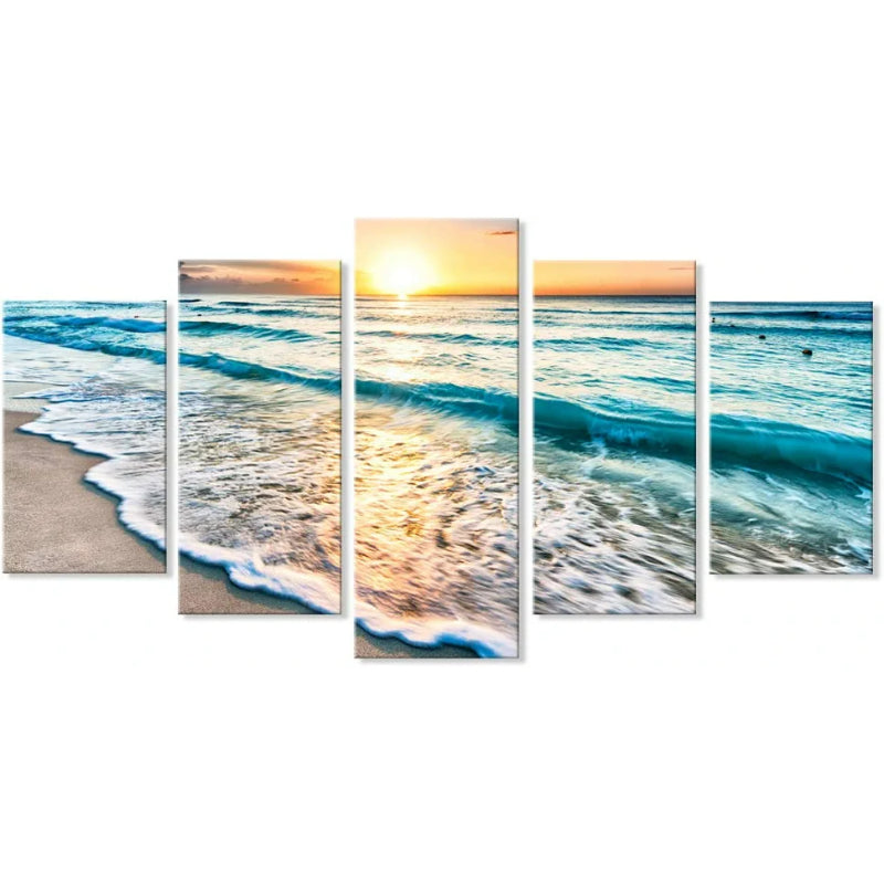 Set Of 5 Seascape Beach View Decorative Canvas | Bowlift