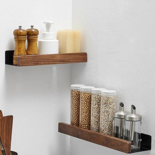 BowLift | Solid Wood Bathroom Shelf – No-Drill Wall Mounted Bathroom Organiser
