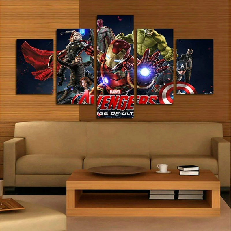 Set of 5 Avengers Print Wall Canvas | Bowlift