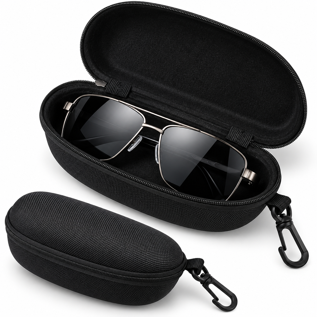 Protective Hard-Shell Eyewear Case with Carabiner Bowlift