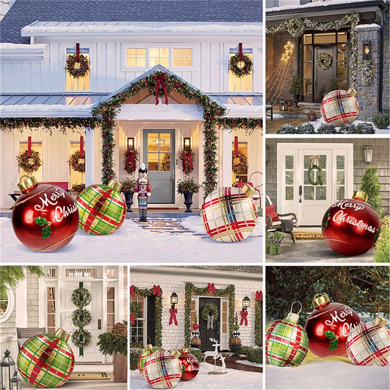 BowLift | Christmas Ornament Ball Outdoor Pvc 60CM Inflatable Decorated Ball PVC Giant Big Large Balls Xmas Tree Decorations Toy Ball