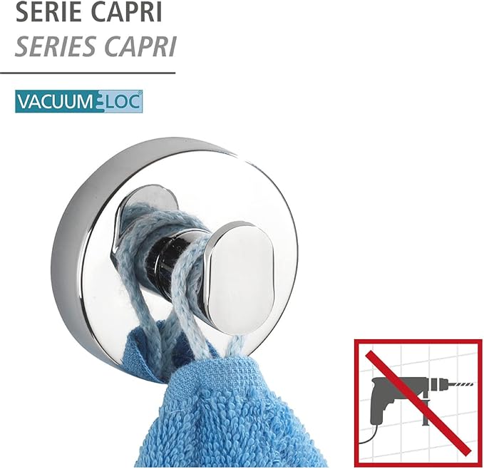 BowLift | Vacuum-Loc Wall Hooks Duo Capri – Drill-Free & Strong Wall Mounting for Bathroom & Kitchen
