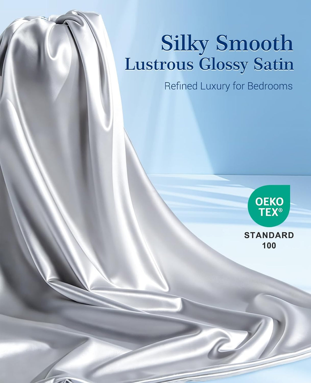 Cooling Pillowcases Q-max>0.5, 2-Pack, Soft & Hair-Friendly- Silver Gray | Bowlift