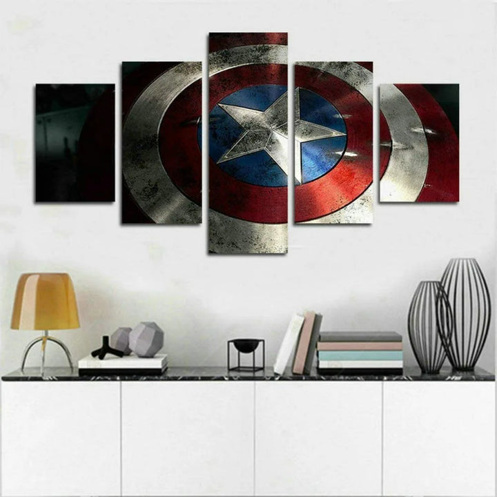 Set of 5 Captain America Shield Wall Canvas | Bowlift