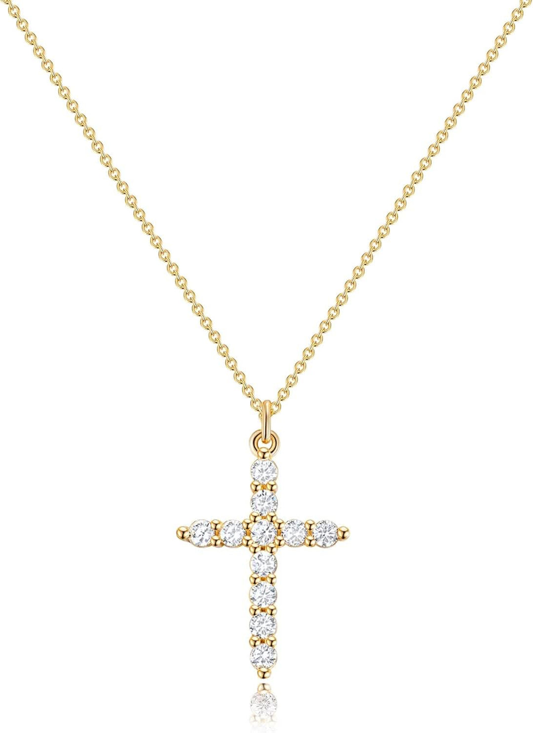 BowLift | Elegant 18K Gold Cubic Zirconia Cross Necklace