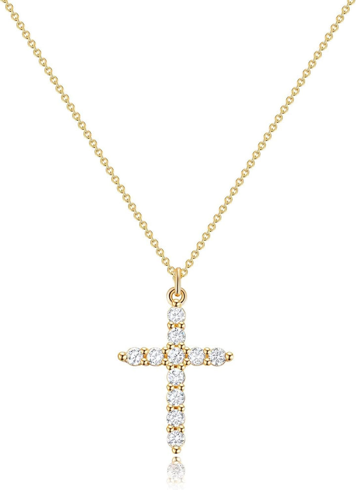 BowLift | Elegant 18K Gold Cubic Zirconia Cross Necklace