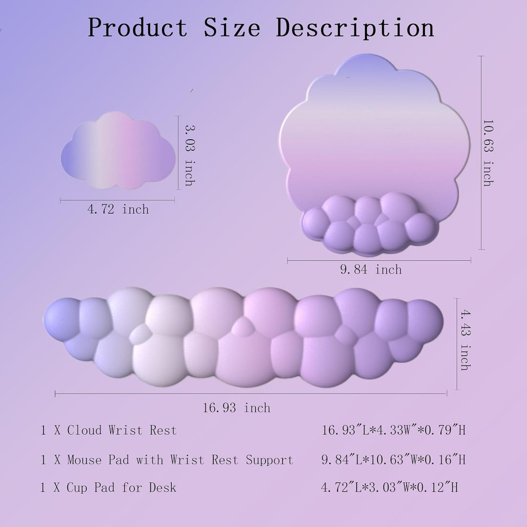 BowLift | Cloud-Shaped Ergonomic Wrist Rest Set with Mouse Pad & Coaster – Zeyora