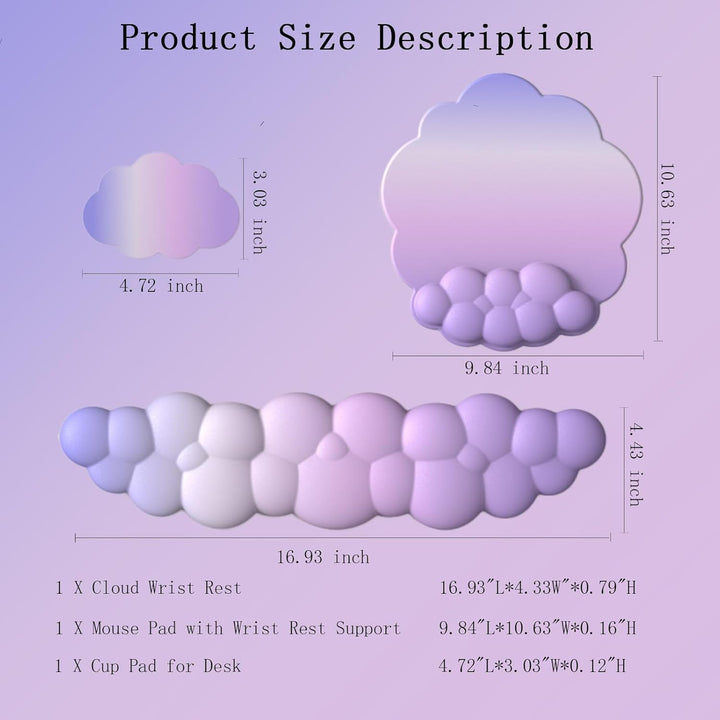 BowLift | Cloud-Shaped Ergonomic Wrist Rest Set with Mouse Pad & Coaster – Zeyora