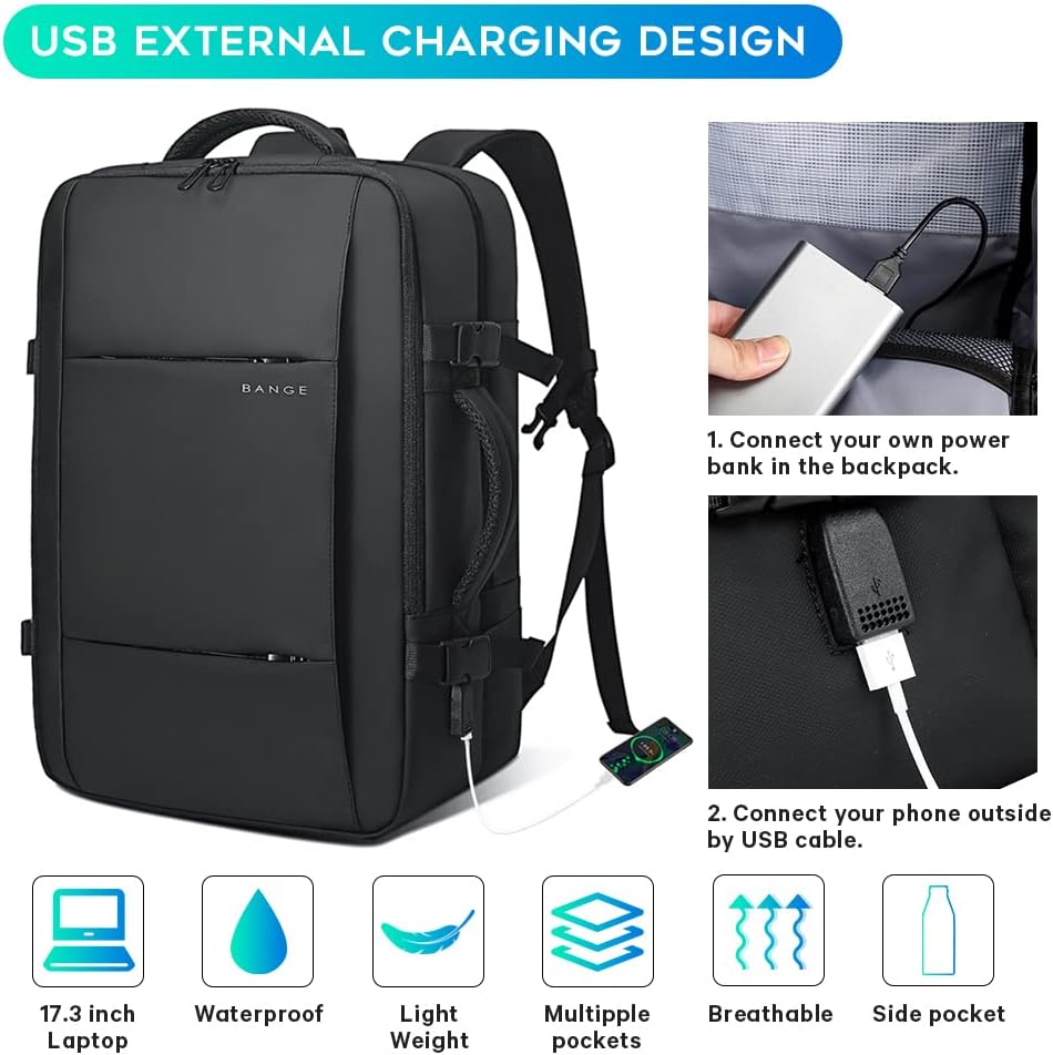 Expandable 26–45L Waterproof Travel Backpack with Laptop Sleeve & Duffle Carry | Bowlift