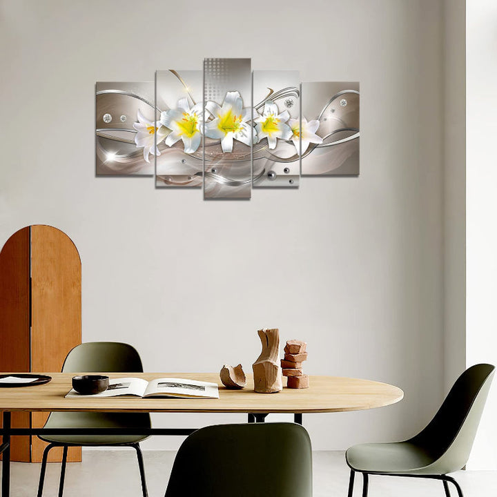 Set Of 5 Lily Floral Canvas Wall Art Painting | Bowlift