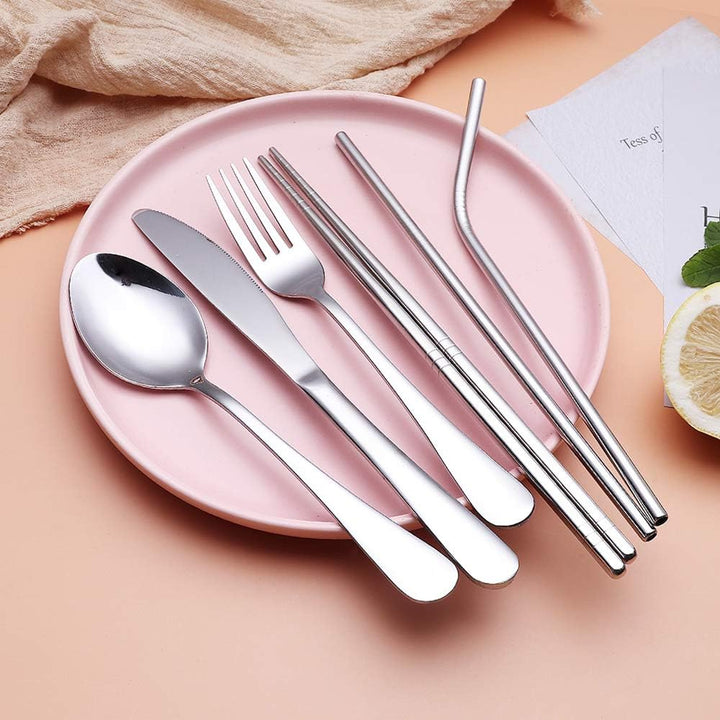 BowLift | Cutlery Set GoCutlery | 4-piece for on the go | Stainless Steel & BPA-free | With Transport Case