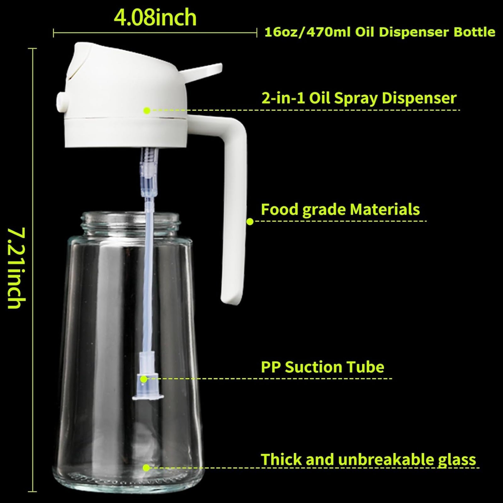 BowLift | 2-in-1 Oil Dispenser Bottle | Oil Sprayer and Dispenser | Healthy Cooking
