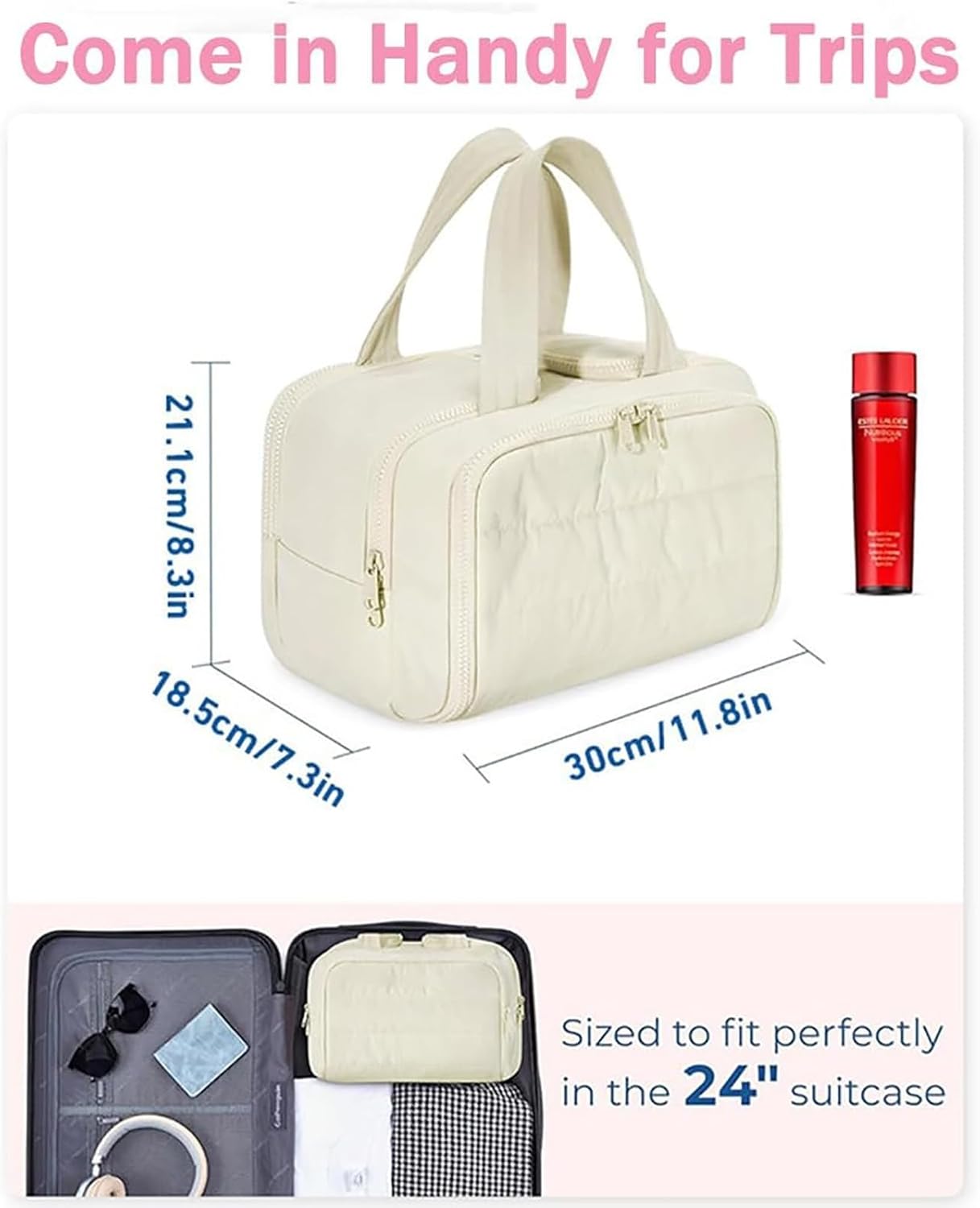 BowLift | 4-in-1 Puffy Toiletry Bag for Women – Large Travel Makeup & Skincare Organiser