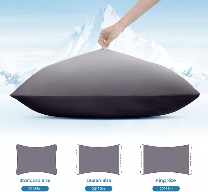 2 Pack Gray Cooling Pillowcases – Breathable, Soft, Skin & Hair Protecting | Bowlift