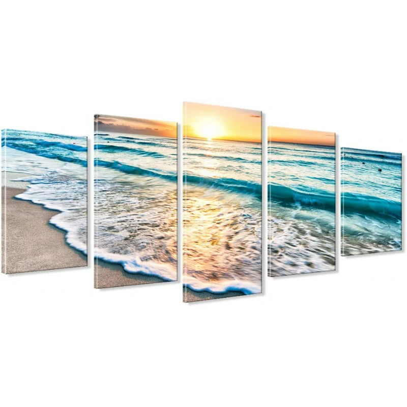 Set Of 5 Seascape Beach View Decorative Canvas | Bowlift
