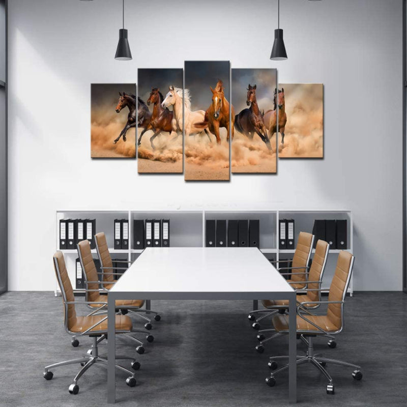 Set Of 5 Running Horse Wall Art Painting | Bowlift