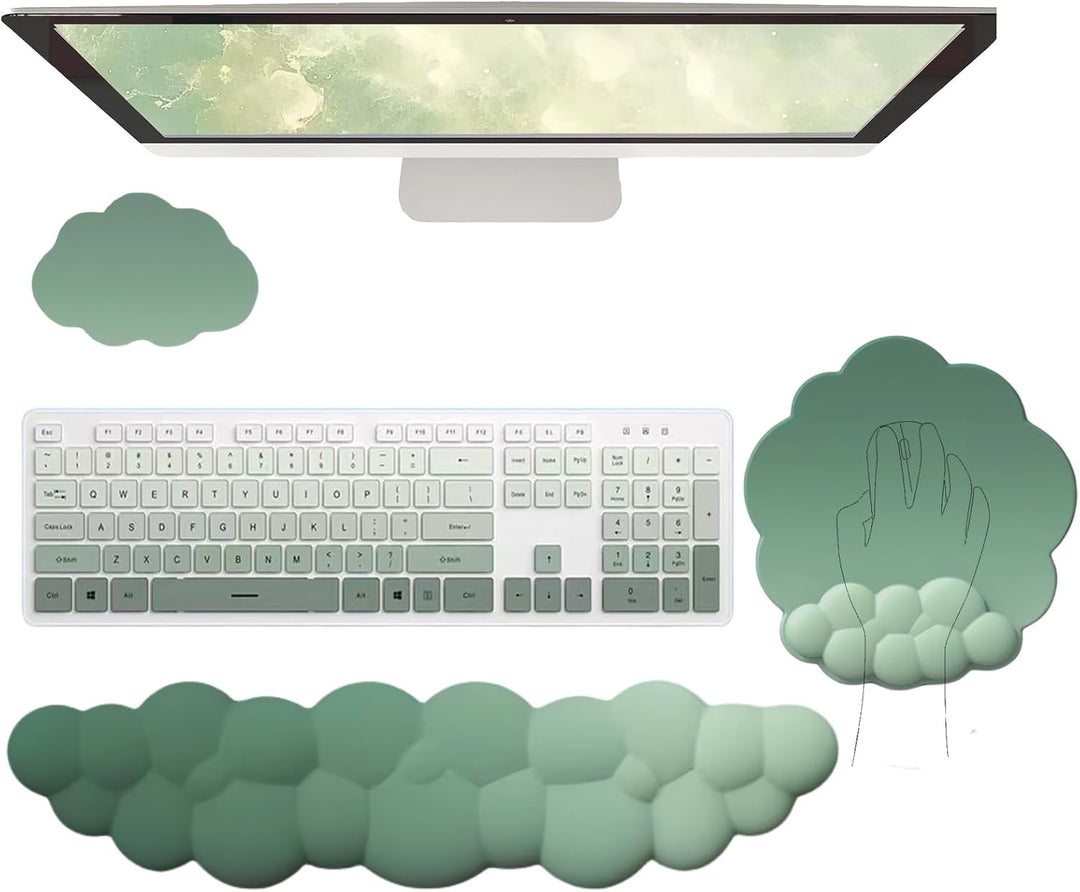 BowLift | Cloud-Shaped Ergonomic Wrist Rest Set with Mouse Pad & Coaster – Zeyora