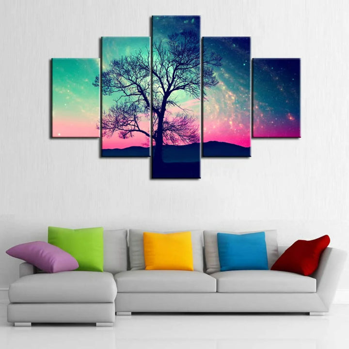 Set Of 5 Night Sky With Stars Print Canvas | Bowlift