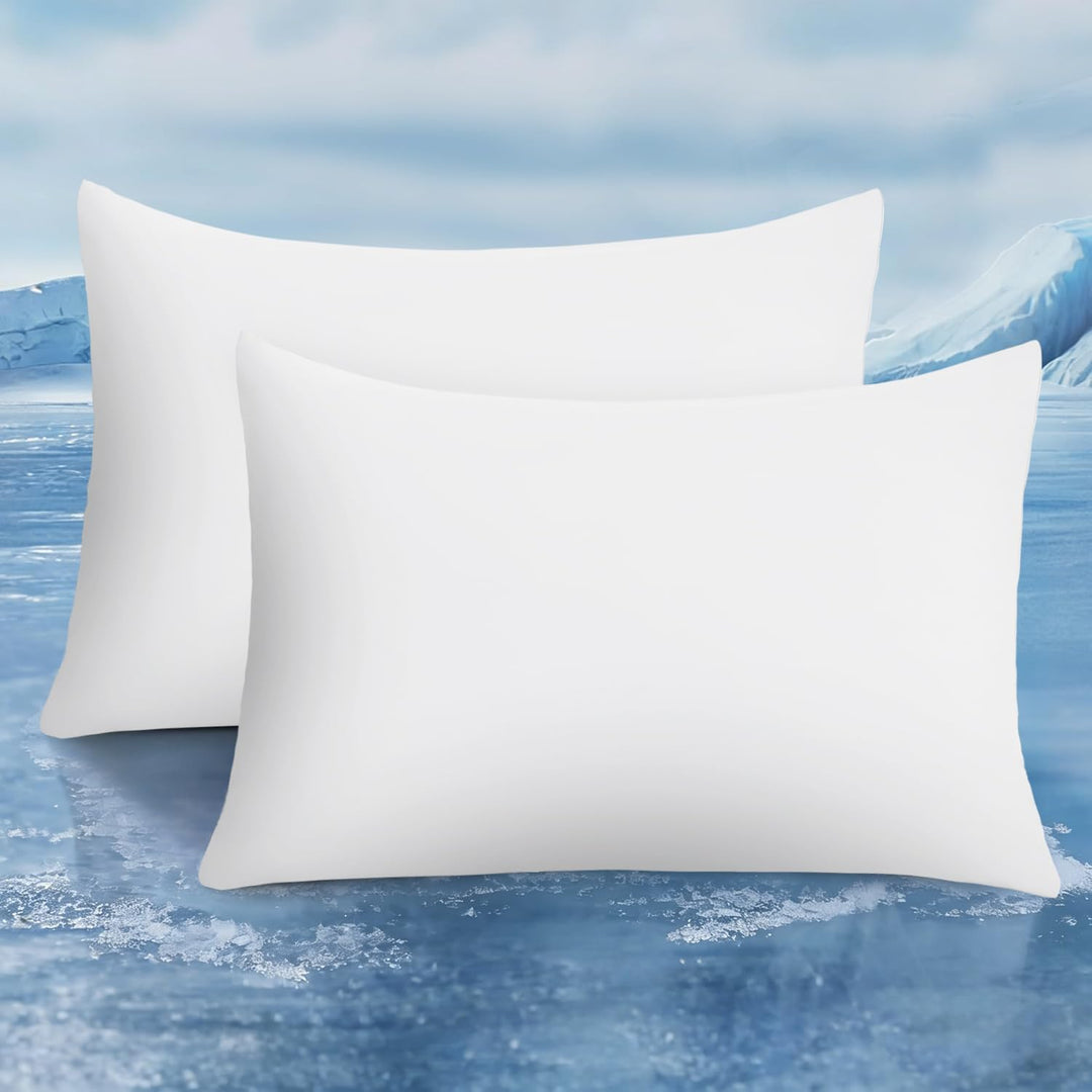 2-Pack Premium Silky Super Cooling White Pillowcases –  Extreme Q-Max 0.5 | Bowlift