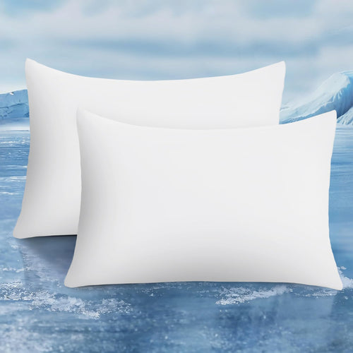 2-Pack Premium Silky Super Cooling White Pillowcases –  Extreme Q-Max 0.5 | Bowlift